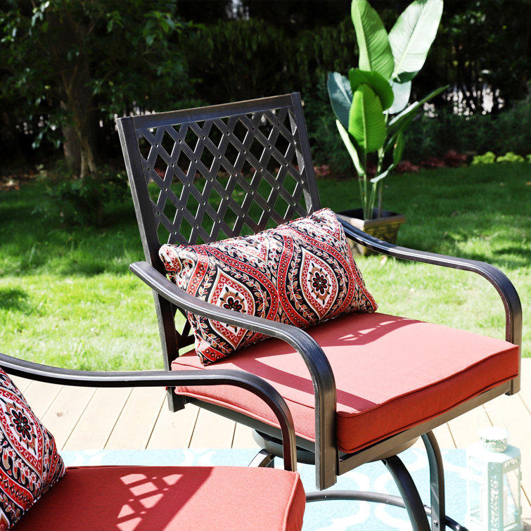 Red metal garden discount stool